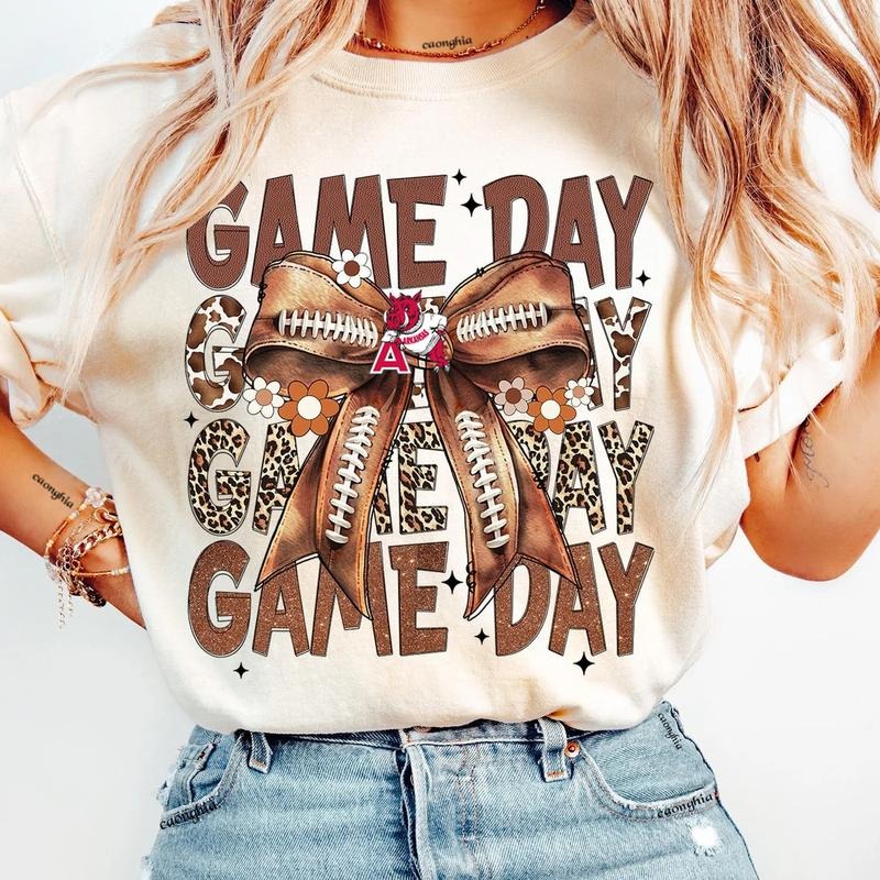 Vintage Arkansas Football Coquette Bow Game Day - Adult & Kids T-Shirts, Sweatshirts & Hoodies apparel design preview 1