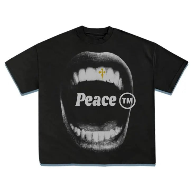 Vintage Bold Statement Peace Artistic Mouth Print Top - Adult & Kids T-Shirts, Sweatshirts & Hoodies apparel design preview 1