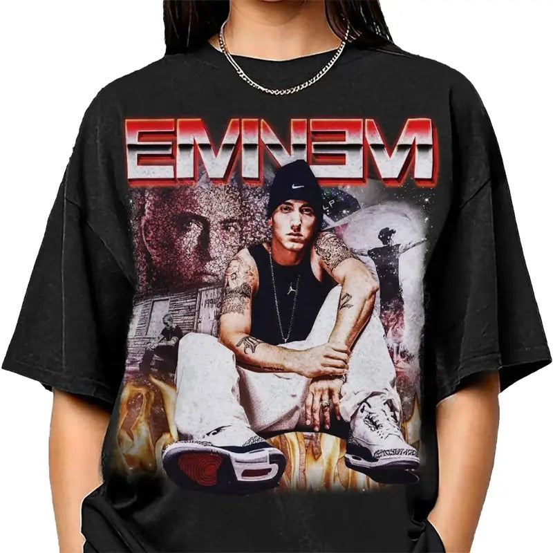 Vintage Bootleg Eminem Rapper Homage Rap 90s Hip Hop - Adult & Kids T-Shirts, Sweatshirts & Hoodies apparel design preview 1