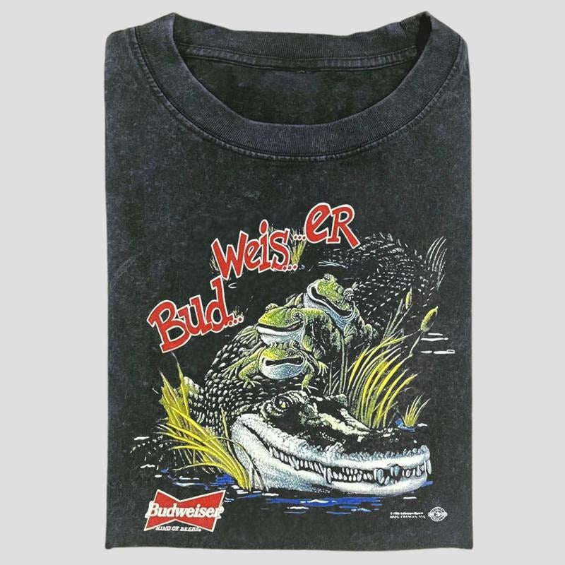 Vintage Budweiser Gator Frogs Retro Beer Ad Meme 90s - Adult & Kids T-Shirts, Sweatshirts & Hoodies apparel design preview 1