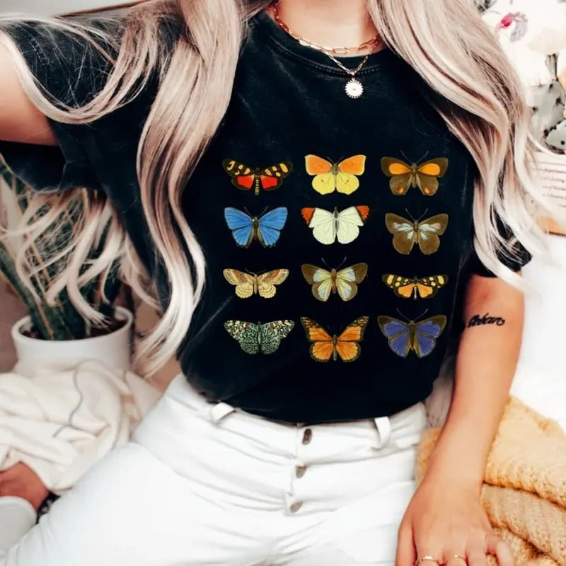 Vintage Butterflies 90s Butterfly Botanical Nature - Adult & Kids T-Shirts, Sweatshirts & Hoodies apparel design preview 1