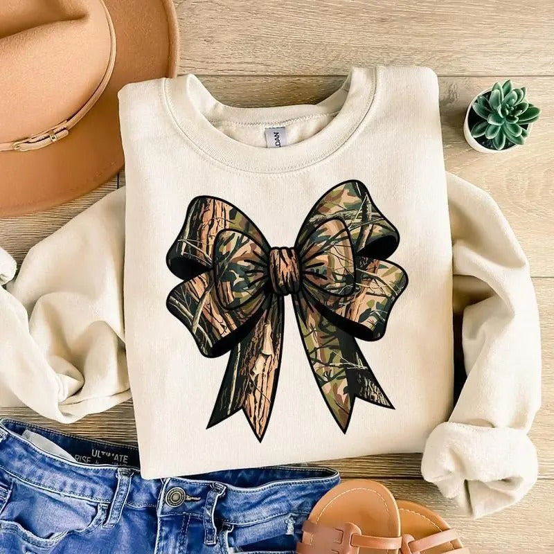 Vintage Camo Coquette Bow Dove Season Hunting Full - Adult & Kids T-Shirts, Sweatshirts & Hoodies apparel design preview 1