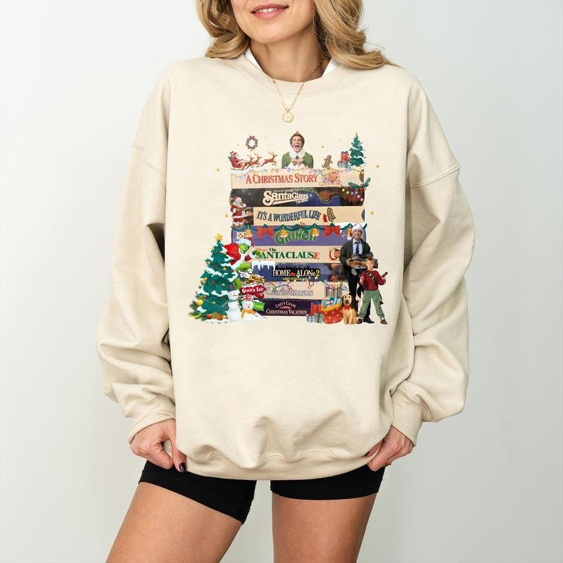 Vintage Movies VHS MERRY 90s Family Matching Xmas - Adult & Kids T-Shirts, Sweatshirts & Hoodies apparel design preview 1