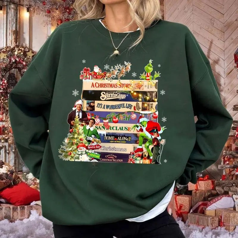 Vintage Movies Santa Xmas Crew Neck Gilfts Comfort - Adult & Kids T-Shirts, Sweatshirts & Hoodies apparel design preview 1