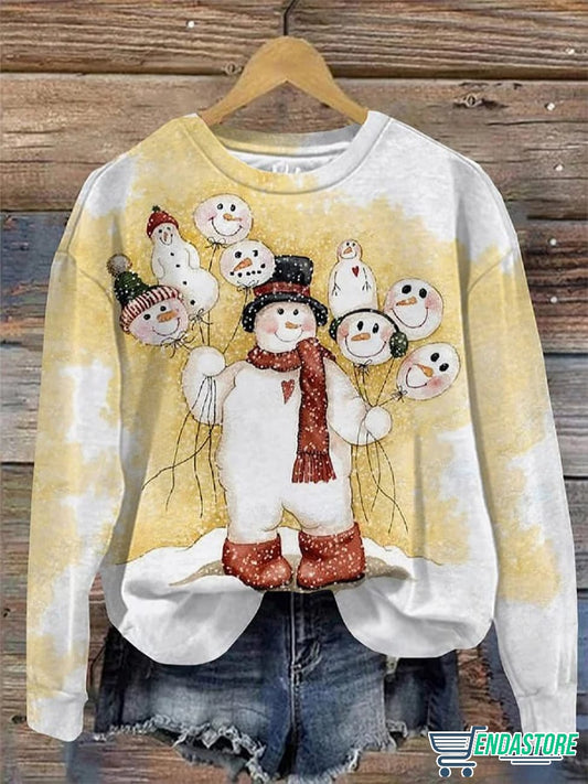 Vintage Christmas Snowman Print Sweatshirt 3D Christmas Sweater - Holiday Gift product image
