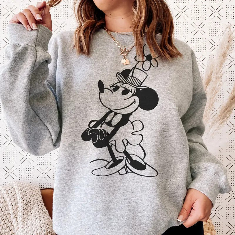Vintage Classic Mouse Retro Steamboat Willie Girl - Adult & Kids T-Shirts, Sweatshirts & Hoodies apparel design preview 1