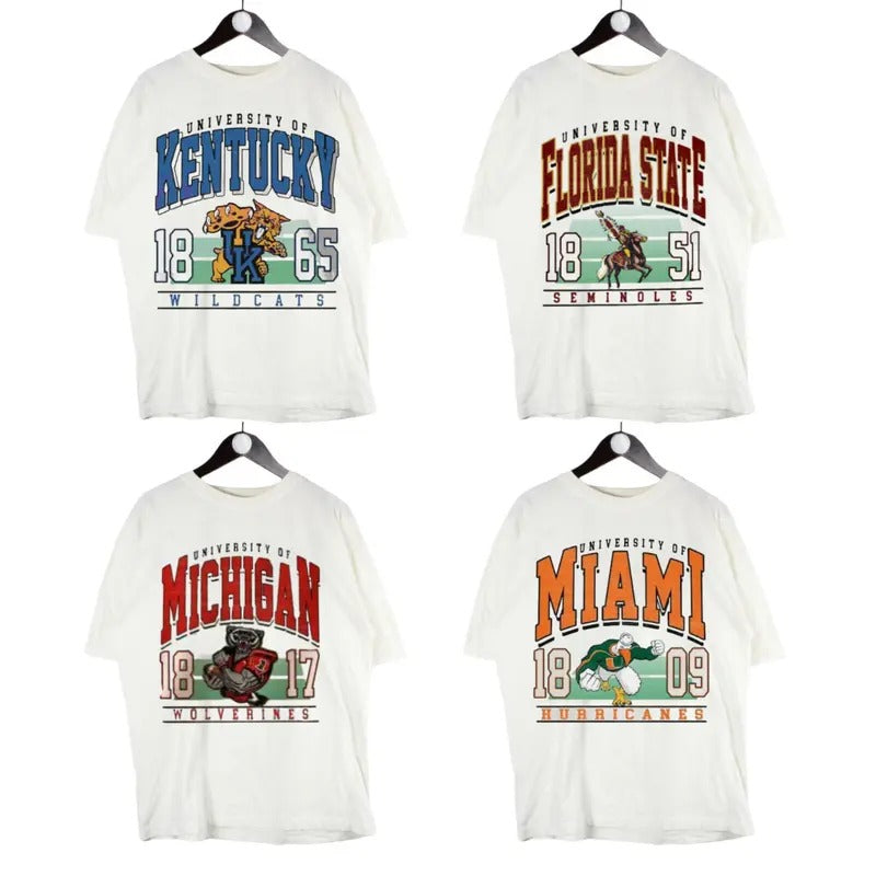 Vintage College NCAA White All Teams Sport Classic - Adult & Kids T-Shirts, Sweatshirts & Hoodies apparel design preview 1