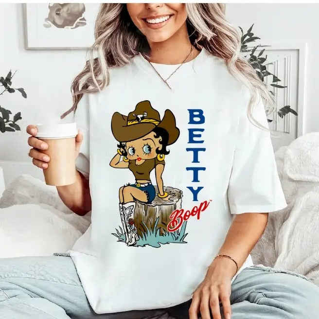 Vintage Cowboys Betty Boop Fan - Adult & Kids T-Shirts, Sweatshirts & Hoodies apparel design preview 1