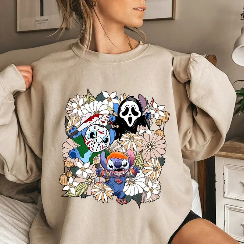 Vintage Cute Stich Spooky Season Cosplay Halloween - Adult & Kids T-Shirts, Sweatshirts & Hoodies apparel design preview 1