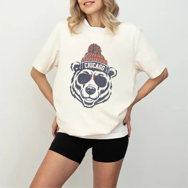 Vintage Deadman'S Bear Chicago Football Fan Game Day - Adult & Kids T-Shirts, Sweatshirts & Hoodies apparel design preview 1