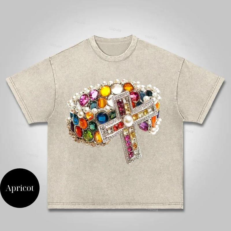 Vintage Diamond Cross Print Y2k Grillz Medium Cotton - Adult & Kids T-Shirts, Sweatshirts & Hoodies apparel design preview 1