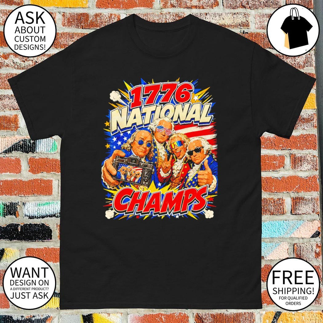 Vintage Founding Fathers Selfie 1776 National Champs - Adult & Kids T-Shirts, Sweatshirts & Hoodies apparel design preview 1