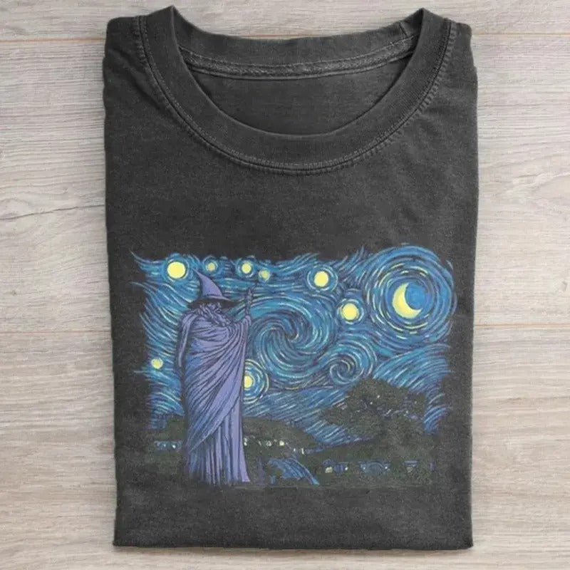 Vintage Gandalf Van Gogh Starry Night Parody Lord - Adult & Kids T-Shirts, Sweatshirts & Hoodies apparel design preview 1