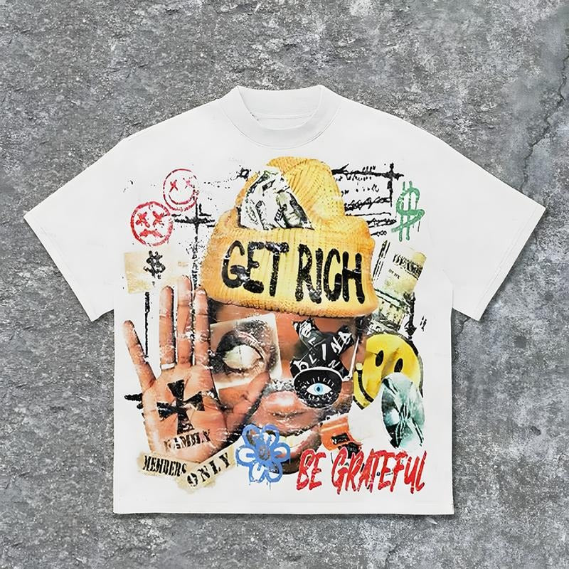 Vintage Get Rich Abstract Portrait Graphics Cotton - Adult & Kids T-Shirts, Sweatshirts & Hoodies apparel design preview 1