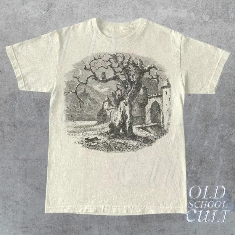 Vintage Gothic Dark Art Retro 90s Horro Castle - Adult & Kids T-Shirts, Sweatshirts & Hoodies apparel design preview 1