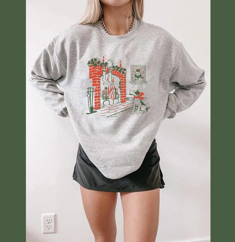 Vintage Grandma Retro Dog Fireplace - Adult & Kids T-Shirts, Sweatshirts & Hoodies apparel design preview 1