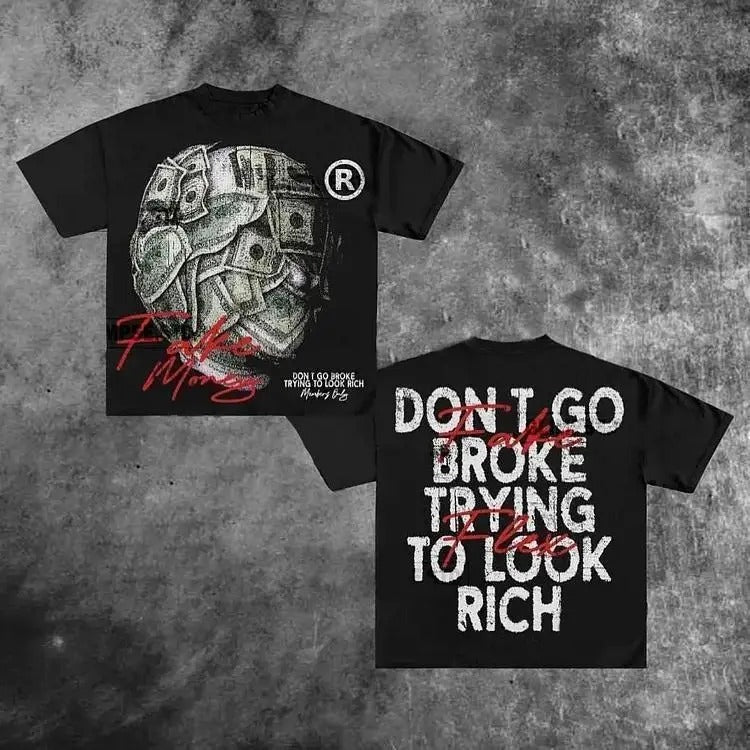 Vintage Don'T Go Broke Trying Rich Cotton Short - Adult & Kids T-Shirts, Sweatshirts & Hoodies apparel design preview 1