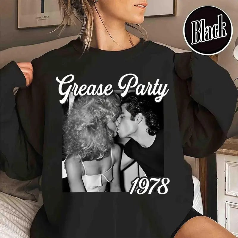 Vintage Grease Party 1978 Iconic Movie Moment Olivia - Adult & Kids T-Shirts, Sweatshirts & Hoodies apparel design preview 1