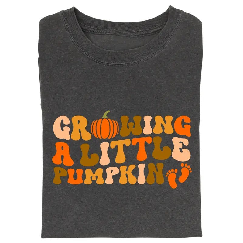 Vintage Growing Little Pumpkin Pregnancy Announcement - Adult & Kids T-Shirts, Sweatshirts & Hoodies apparel design preview 1
