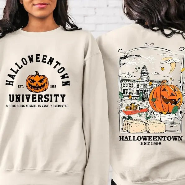 Vintage Halloween Retro Back Front Pumpkin Horror - Adult & Kids T-Shirts, Sweatshirts & Hoodies apparel design preview 1