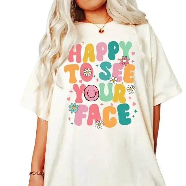 Vintage Happy See Your Face Cotton Casual Polyeste - Adult & Kids T-Shirts, Sweatshirts & Hoodies apparel design preview 1