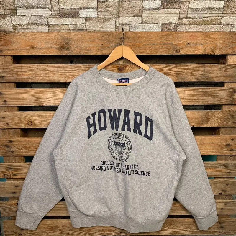 Vintage Howard University Jumper Logo Print Grey - Adult & Kids T-Shirts, Sweatshirts & Hoodies apparel design preview 1