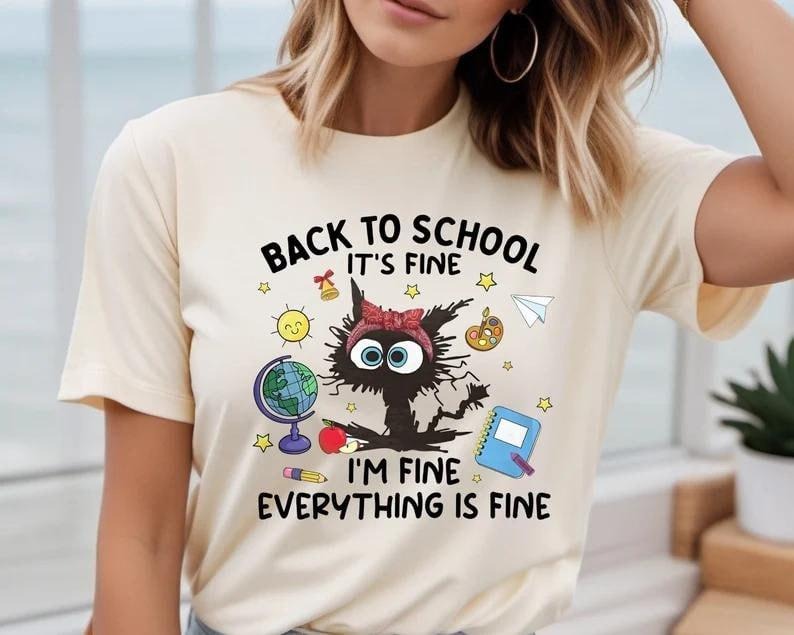 Vintage 'S Fine I'M Everything Teacher Cotton Casual - Adult & Kids T-Shirts, Sweatshirts & Hoodies apparel design preview 1