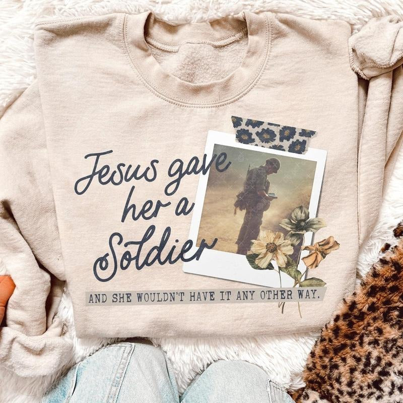 Vintage Jesus Gave Her Solider Canvas Cotton Army - Adult & Kids T-Shirts, Sweatshirts & Hoodies apparel design preview 1