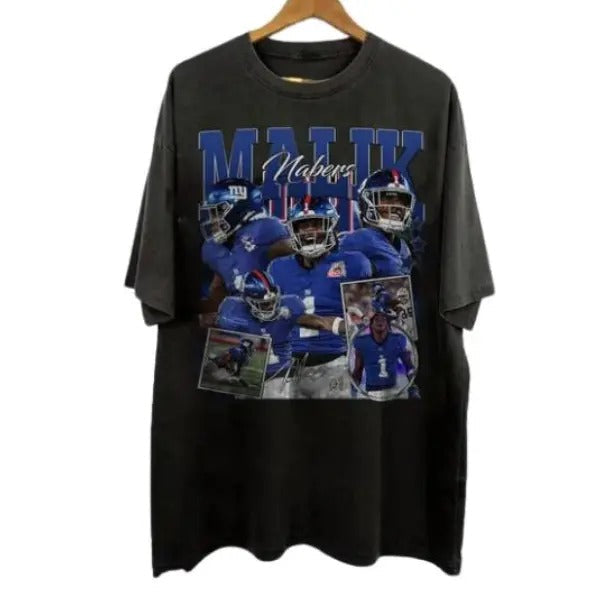 Vintage Malik Nabers Football Classic 90s Bootleg Fan - Adult & Kids T-Shirts, Sweatshirts & Hoodies apparel design preview 1