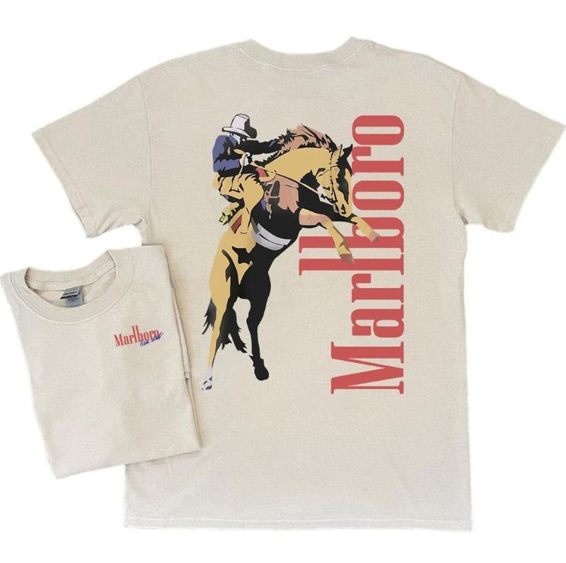 Vintage Marlboro Cowboy Wild West 2 Side Classic - Adult & Kids T-Shirts, Sweatshirts & Hoodies apparel design preview 1