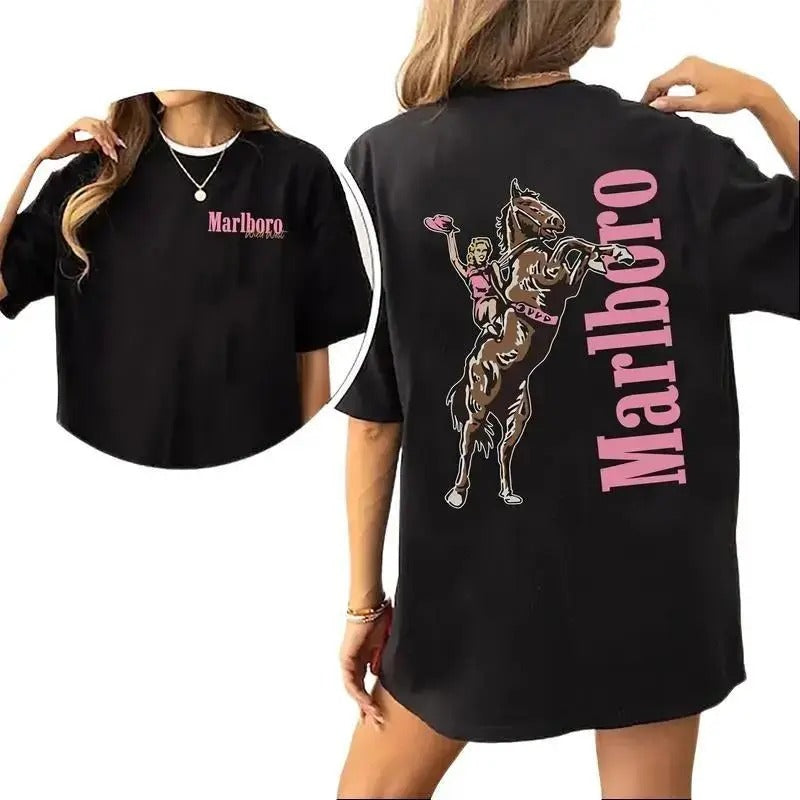 Vintage Marlboro Cowgirl Wird West - Adult & Kids T-Shirts, Sweatshirts & Hoodies apparel design preview 1