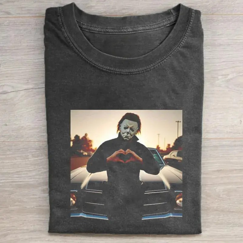 Vintage Michael Myers Halloween Heart Hands Spooky - Adult & Kids T-Shirts, Sweatshirts & Hoodies apparel design preview 1