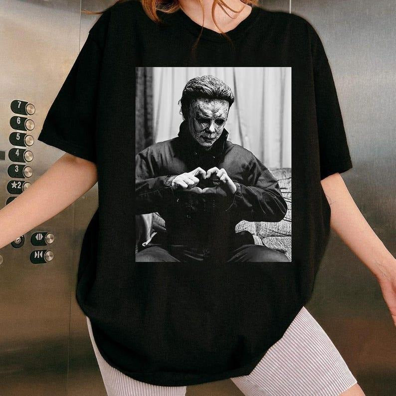 Vintage Michael Myers Heart Hand Halloween Retro 90s - Adult & Kids T-Shirts, Sweatshirts & Hoodies apparel design preview 1