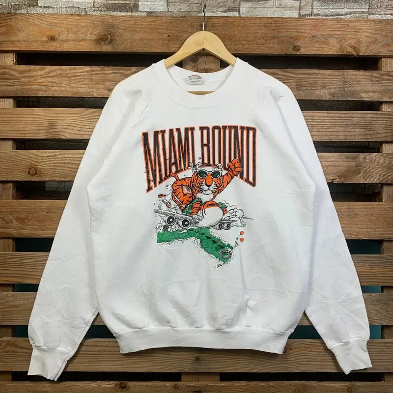 Vintage NCAA Miami Bound Logo White Colour Large Size - Adult & Kids T-Shirts, Sweatshirts & Hoodies apparel design preview 1