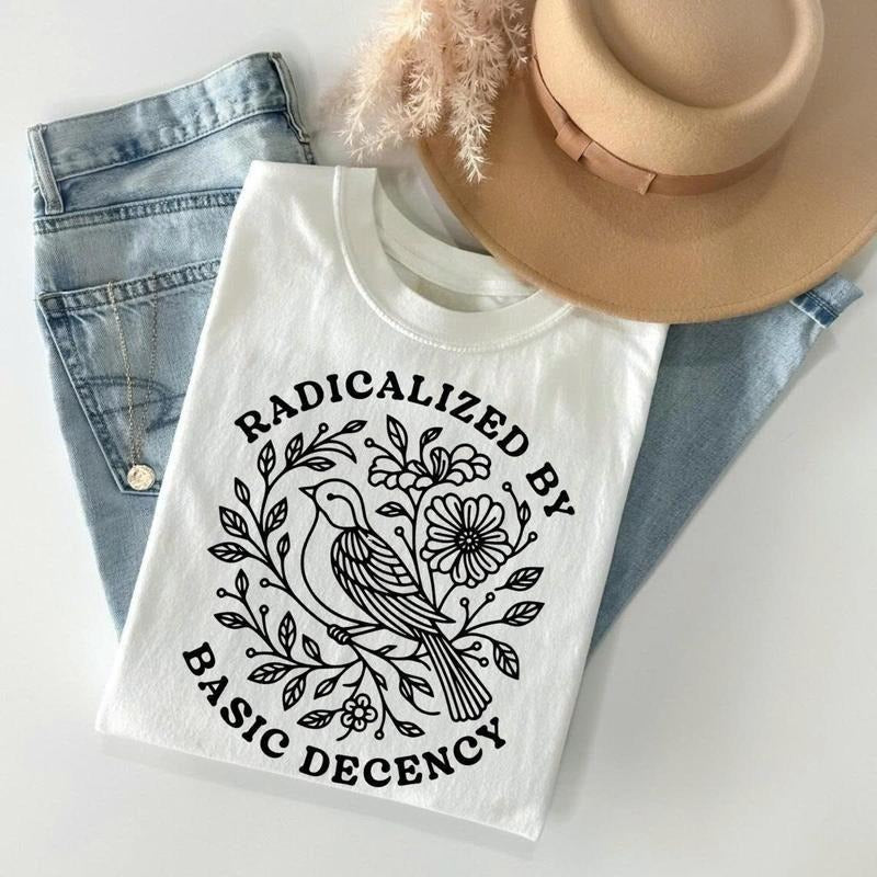 Vintage Radicalized Basic Decency Floral Social - Adult & Kids T-Shirts, Sweatshirts & Hoodies apparel design preview 1