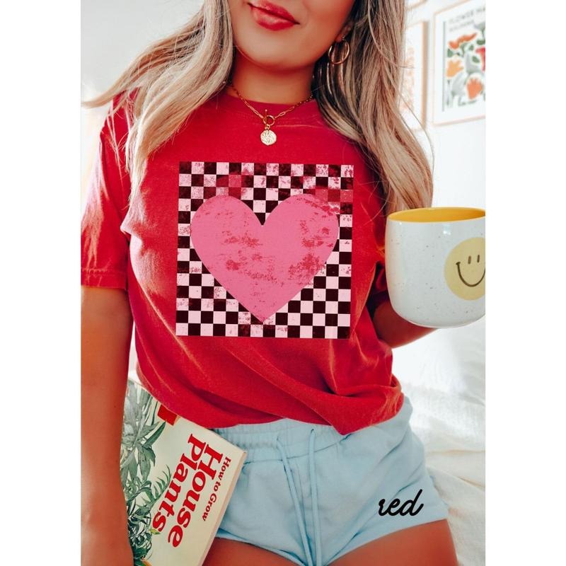 Vintage Retro Checkered Heart Cotton Casual Polyeste - Adult & Kids T-Shirts, Sweatshirts & Hoodies apparel design preview 1