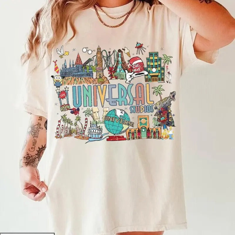 Vintage Retro Universal Studios Orland Florida Family - Adult & Kids T-Shirts, Sweatshirts & Hoodies apparel design preview 1