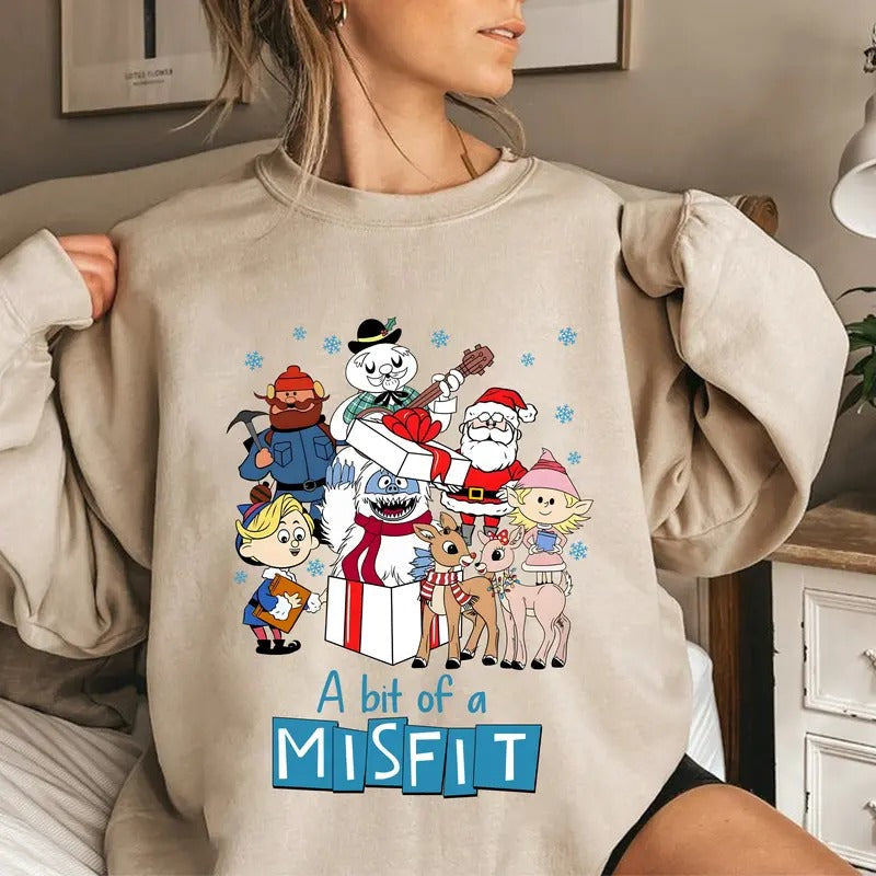 Vintage Rudolph Retro Bit Misfit Merry Funny Friends - Adult & Kids T-Shirts, Sweatshirts & Hoodies apparel design preview 1