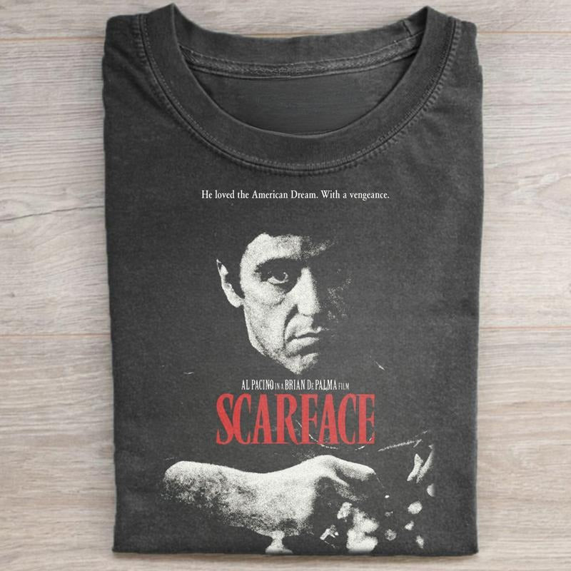 Vintage Scarface He Loved American Dream Vengeance - Adult & Kids T-Shirts, Sweatshirts & Hoodies apparel design preview 1