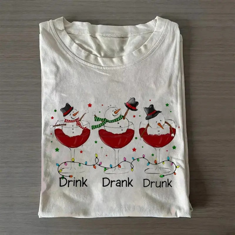 Vintage Snowman Drink Drank Drunk Funny Drinking - Adult & Kids T-Shirts, Sweatshirts & Hoodies apparel design preview 1