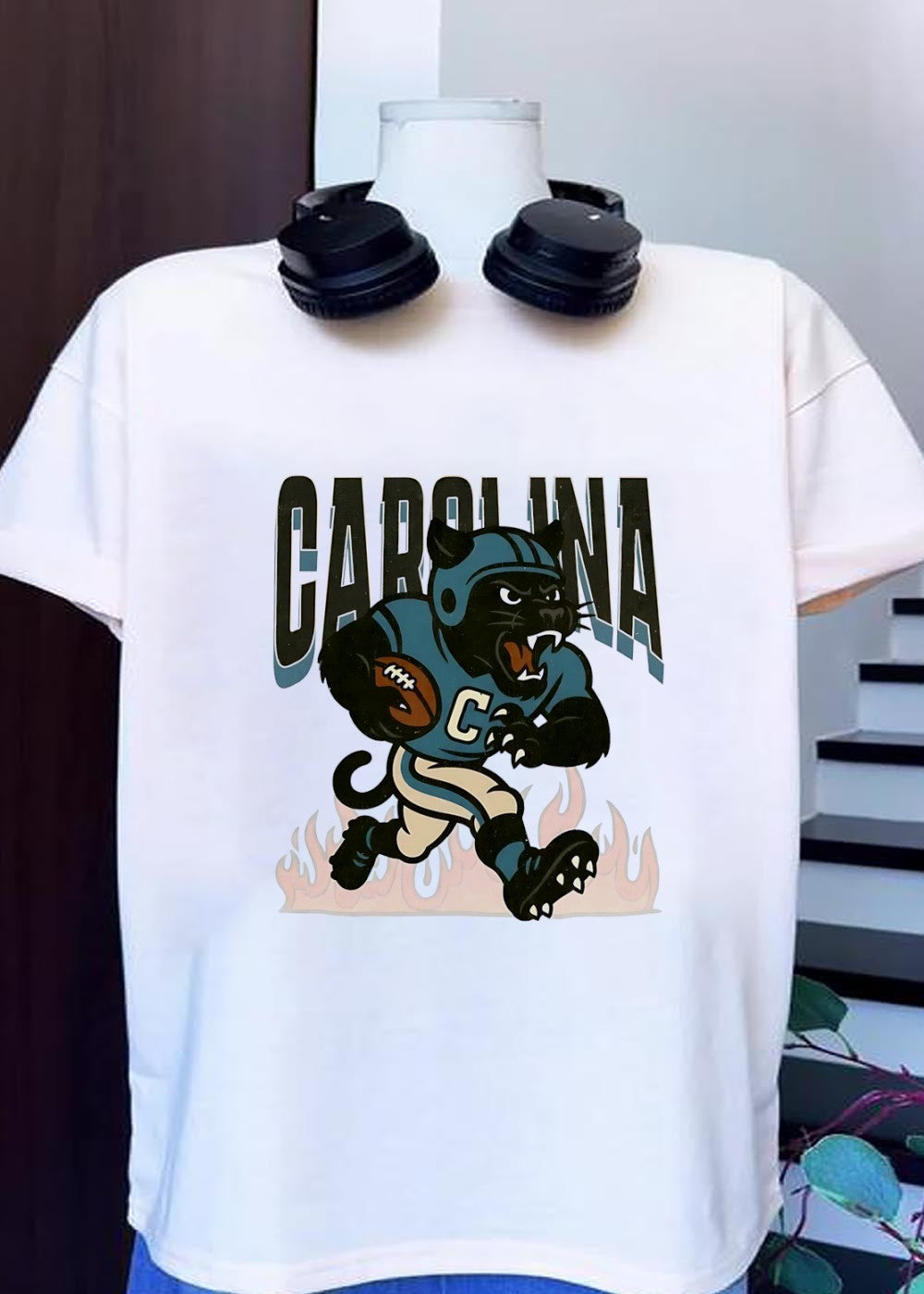Vintage Style Carolina Football Panther Running - Adult & Kids T-Shirts, Sweatshirts & Hoodies apparel design preview 1