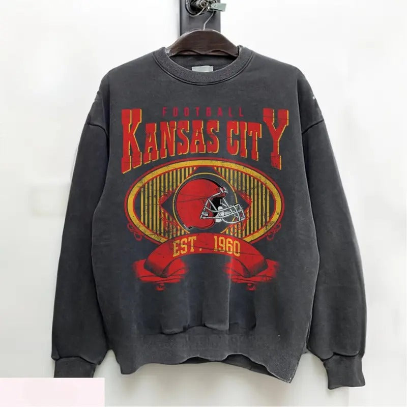 Vintage Kansas City Football Trend - Adult & Kids T-Shirts, Sweatshirts & Hoodies apparel design preview 1