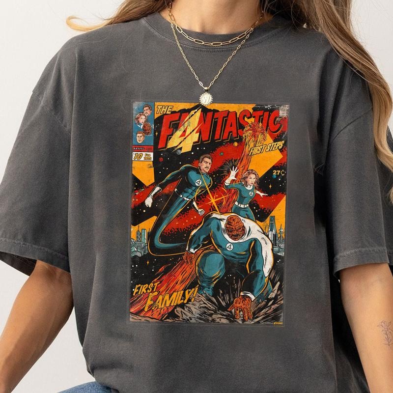 Vintage Four First Steps Superhero Movie Streetwear - Adult & Kids T-Shirts, Sweatshirts & Hoodies apparel design preview 1