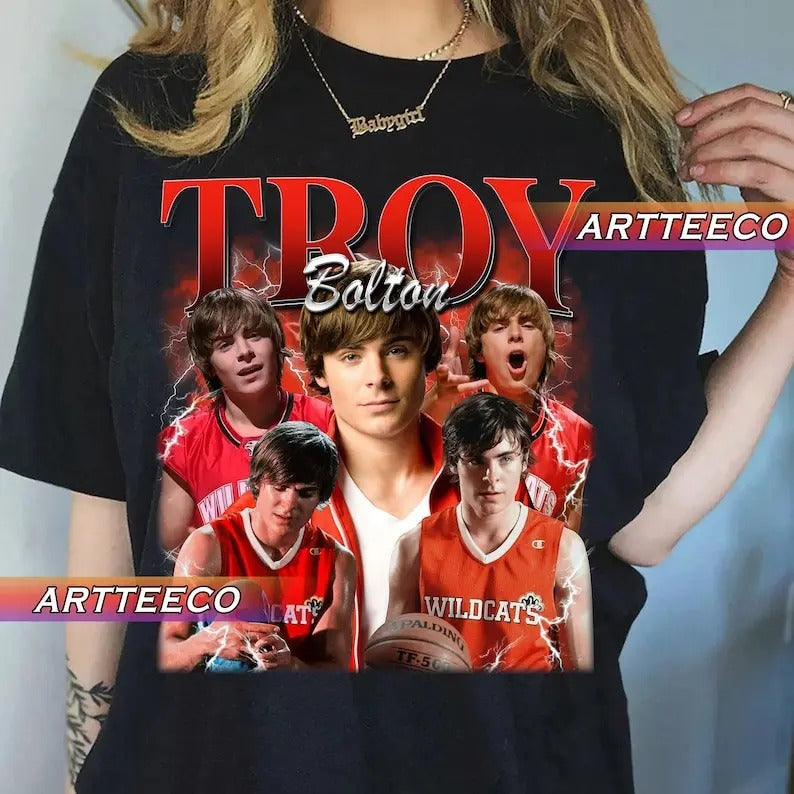 Vintage Troy Bolton Homage Tv - Adult & Kids T-Shirts, Sweatshirts & Hoodies apparel design preview 1