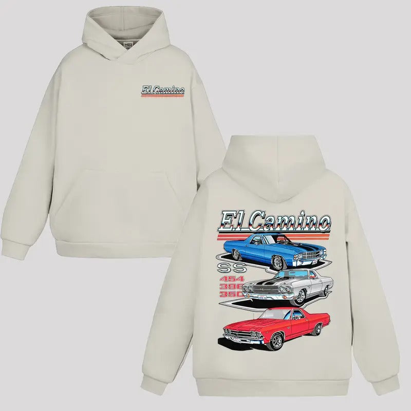 Vintage 2 Sides Chevy El Camino Cotton Old School Him - Adult & Kids T-Shirts, Sweatshirts & Hoodies apparel design preview 1