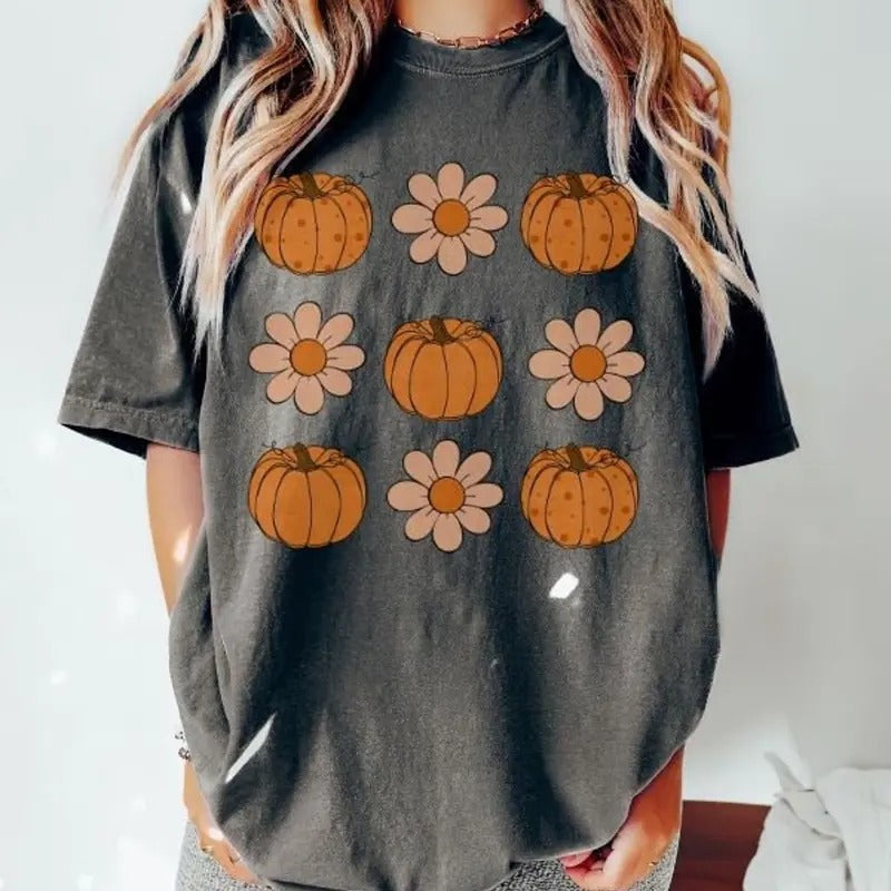 Vintage Floral Pumpkins Retro Pumpkin Cute Fall - Adult & Kids T-Shirts, Sweatshirts & Hoodies apparel design preview 1