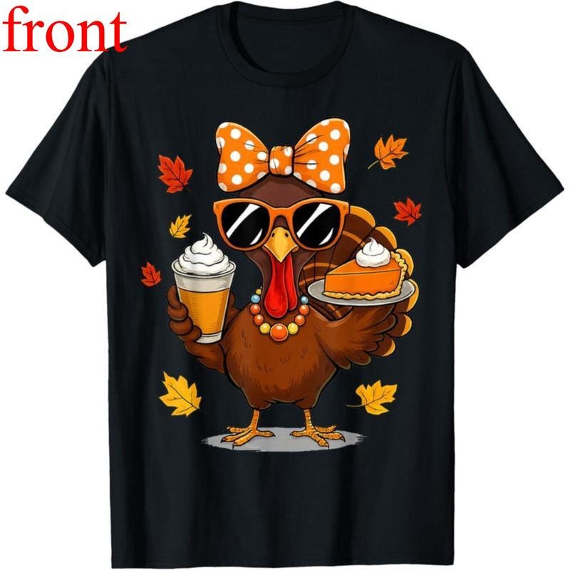 Viral Turkey Drinking Coffee Bow Thanksgiving Day - Adult & Kids T-Shirts, Sweatshirts & Hoodies apparel design preview 1