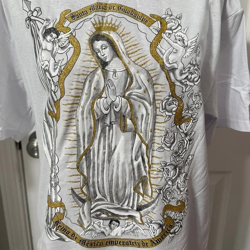 Virgencita Changing Colors White Cotton - Adult & Kids T-Shirts, Sweatshirts & Hoodies apparel design preview 1