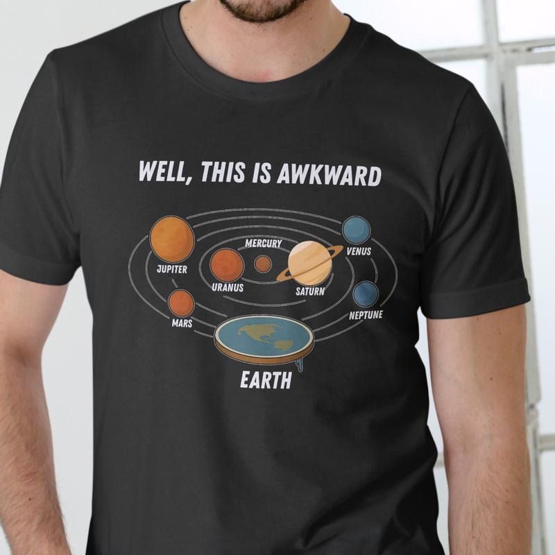 WELL THIS IS AWKWARD FLAT EARTH Cotton - Adult & Kids T-Shirts, Sweatshirts & Hoodies apparel design preview 1