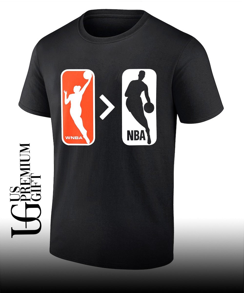WNBA Is Greater Than NBA logo - Adult & Kids T-Shirts, Sweatshirts & Hoodies apparel design preview 1
